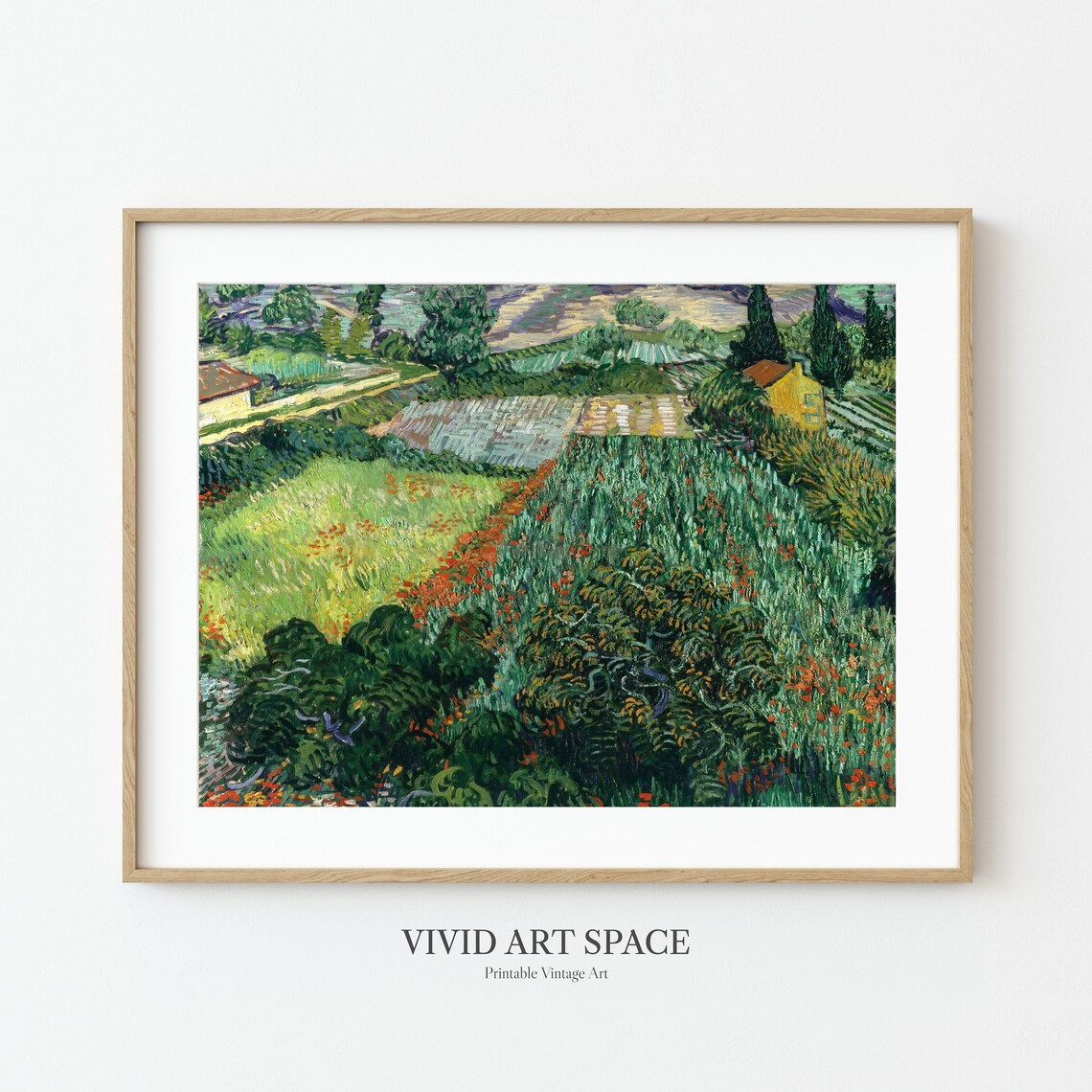 Van Gogh Field With Poppies Landscape Art Print - Image 3
