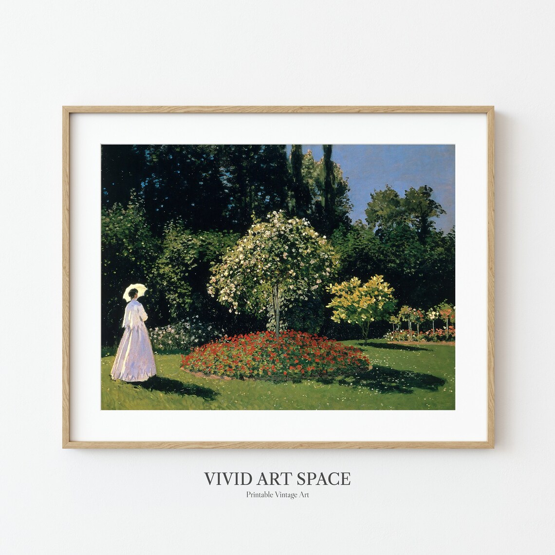 Claude Monet Woman in the Garden Parasol Flower Beds Art Poster - Image 3
