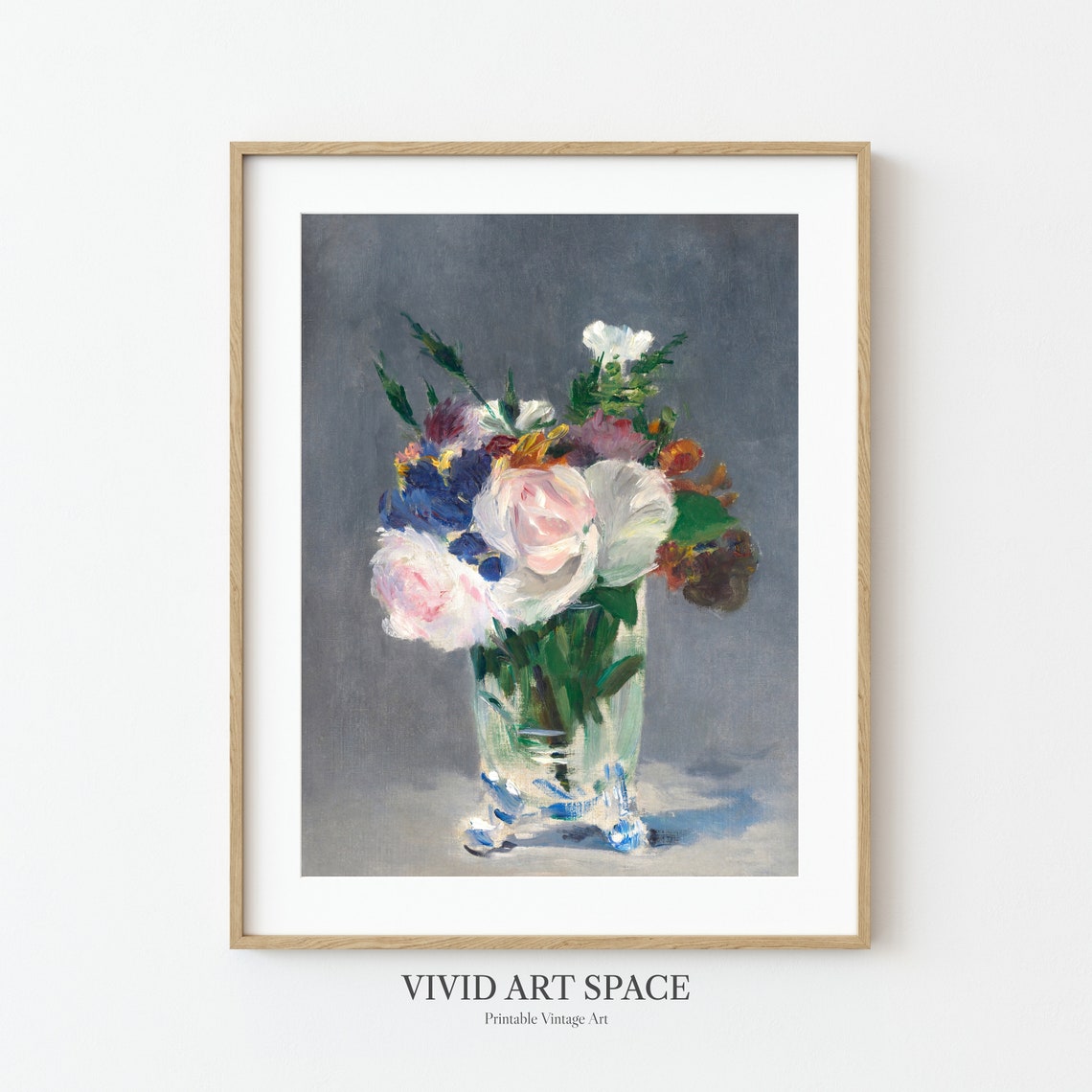Edouard Manet Mixed Roses Bouquet in Vase Impressionist Art Print - Image 2