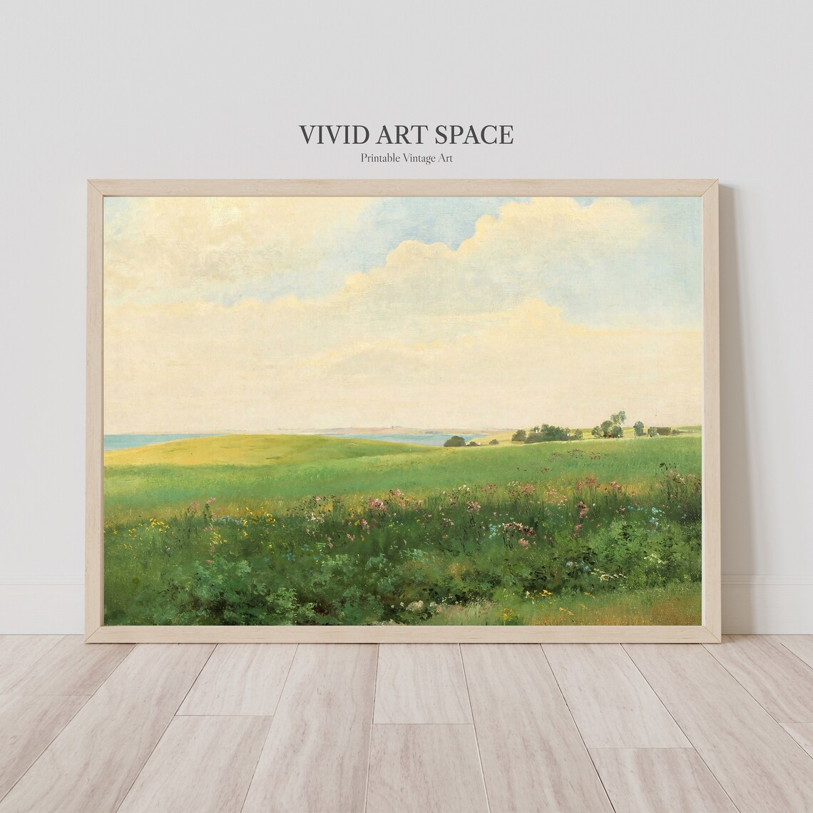 Summer Meadow Vintage Landscape Art Print, Farmhouse - Image 3