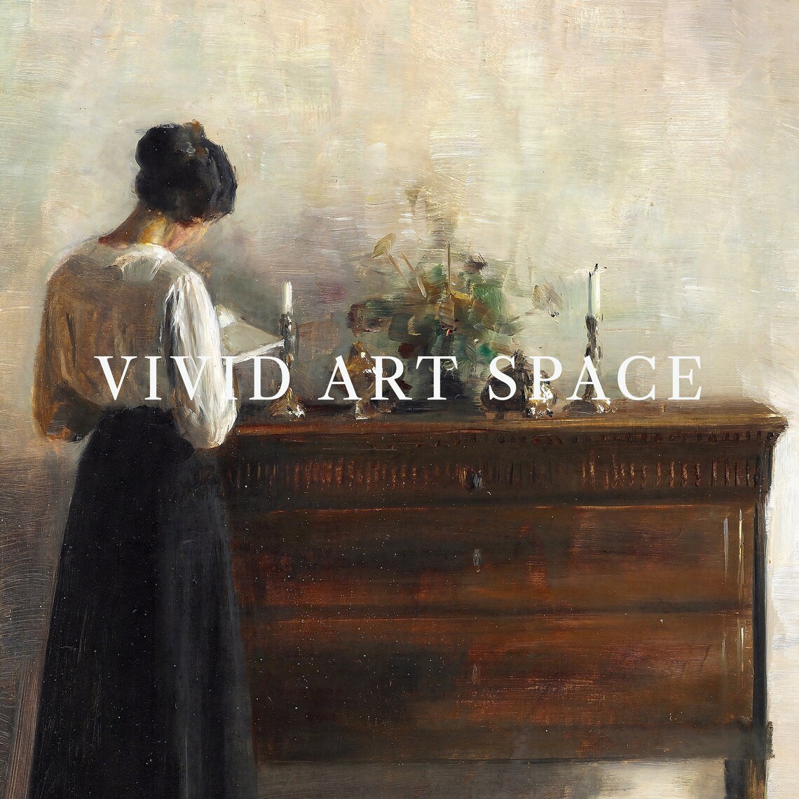 Vintage Woman Portrait Painting, Light Academia Print - Image 3