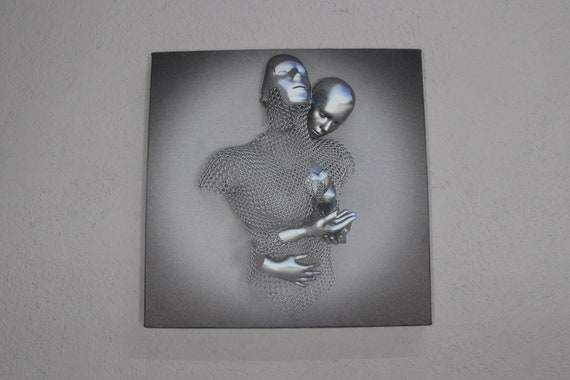 Couple Hugging 3d Canvas Metallic Art Effect Wall Sexy Abstract Artwork Printed