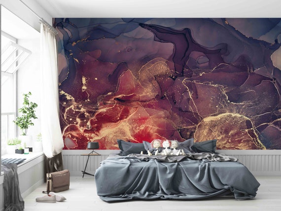 Red And Purple Marble Wall Art Poster