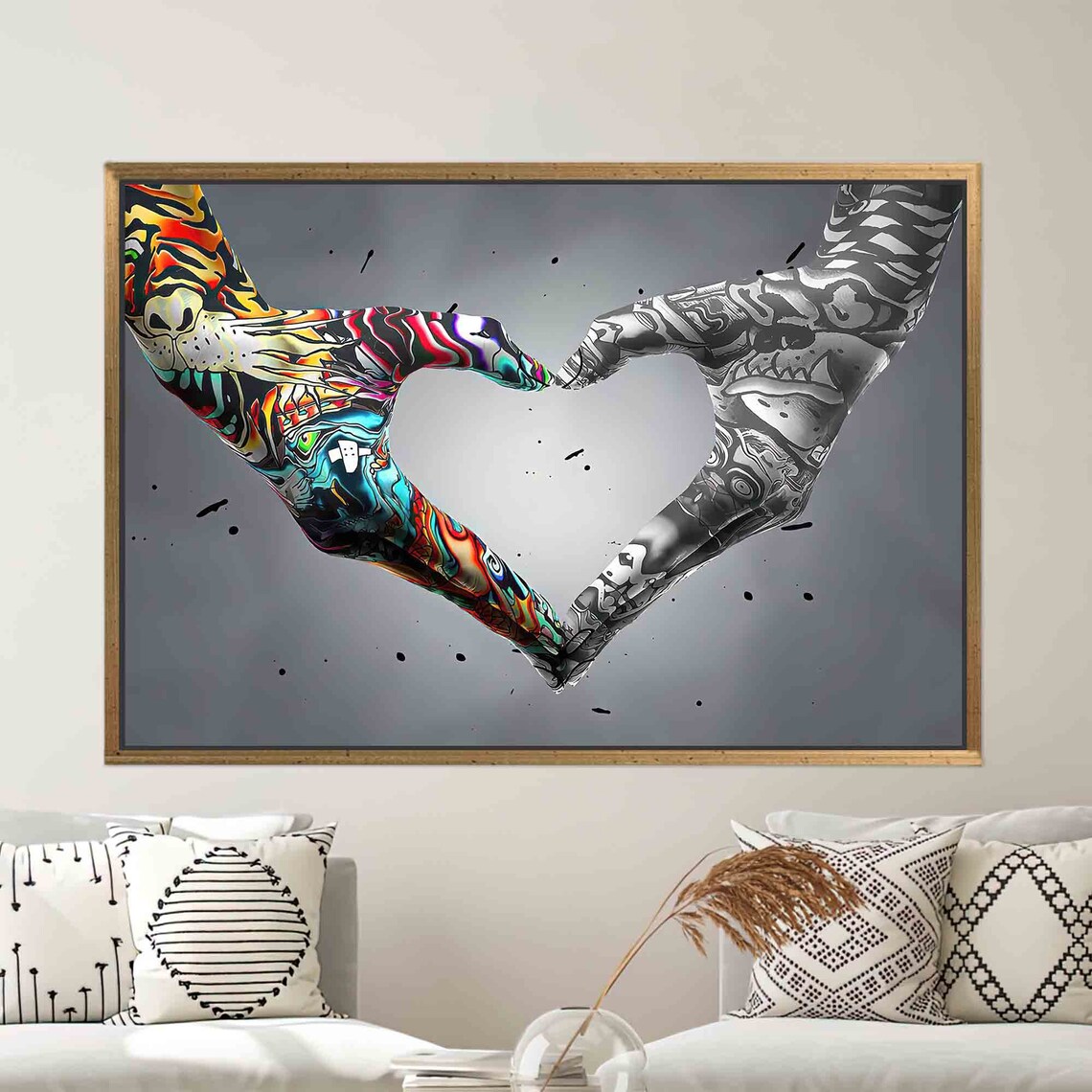 Hand Love Graffiti Art Print, Modern Bedroom Decor