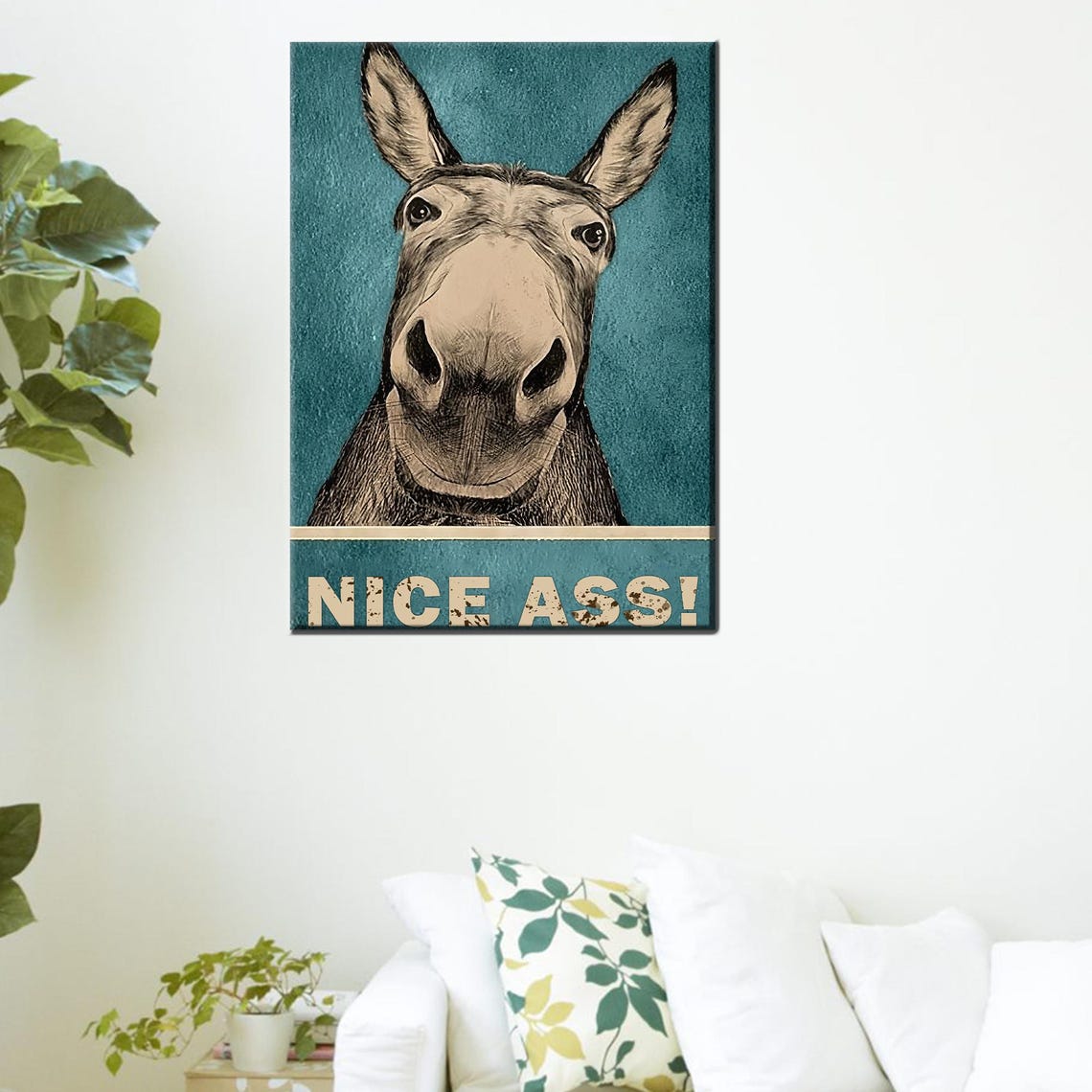 Funny Donkey Face Vintage Bathroom Humor Quote Comedy Poster
