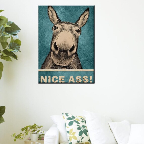 Wall Art Prints Toilet Canvas Print Bathroom Poster Animal Funny Donkey Hanging Personalized Teacher Gift