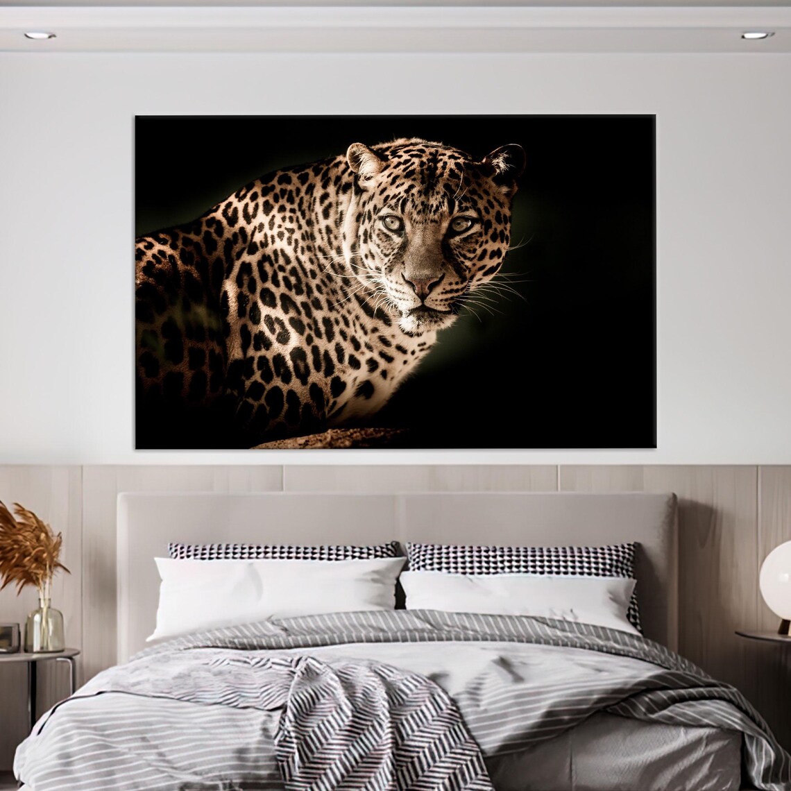 Leopard Portrait Dark Background Big Cat Wildlife Photography Poster