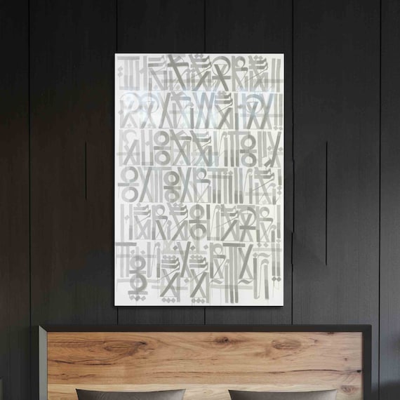 Monochrome Calligraphy Street Art Script Lettering Pattern Glass Poster