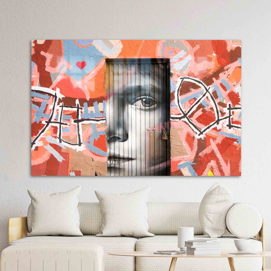 Urban Street Art Half Face Behind Bars Bold Graffiti Style Poster
