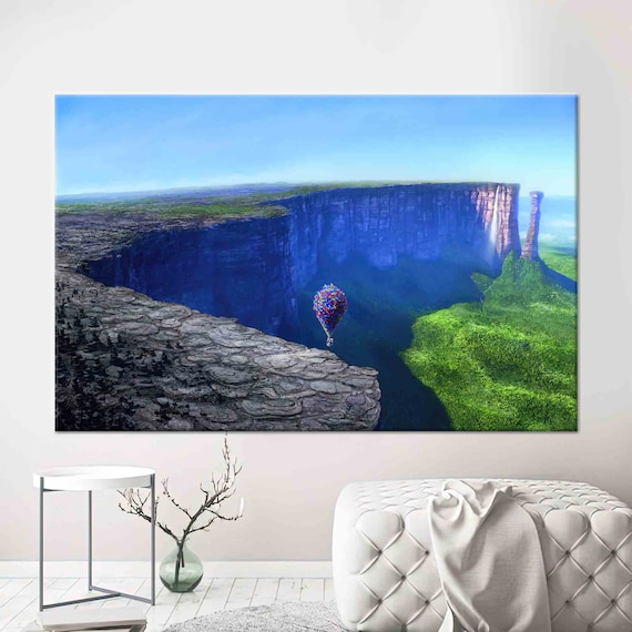 Up Movie Inspired Balloon Adventure Canyon Waterfall Animated Poster