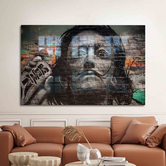 Woman Face Graffiti Brick Wall Street Mural Urban Spray Art Poster