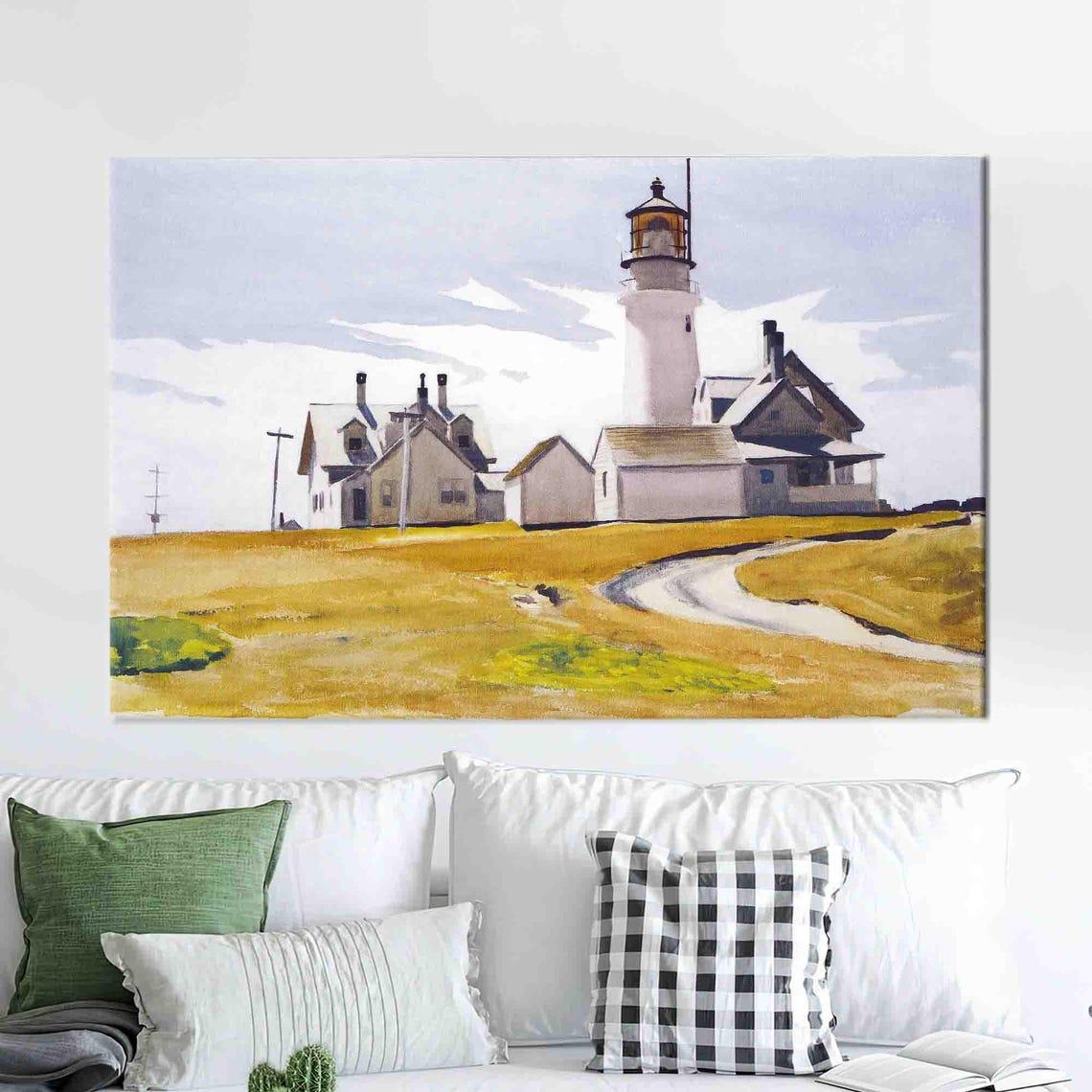 Highland Light Lighthouse Watercolor Painting Coastal Art Poster