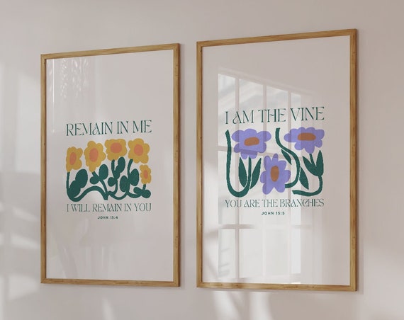 Bible Verse Posters Aesthetic Christian Wall Art Christian Merch Floral Wall Art Christian Quote Art