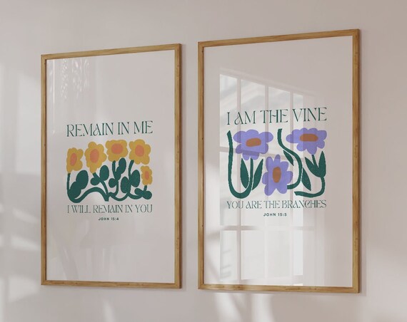 Remain In Me I Will Remain In You John 15 Floral Two Piece Poster