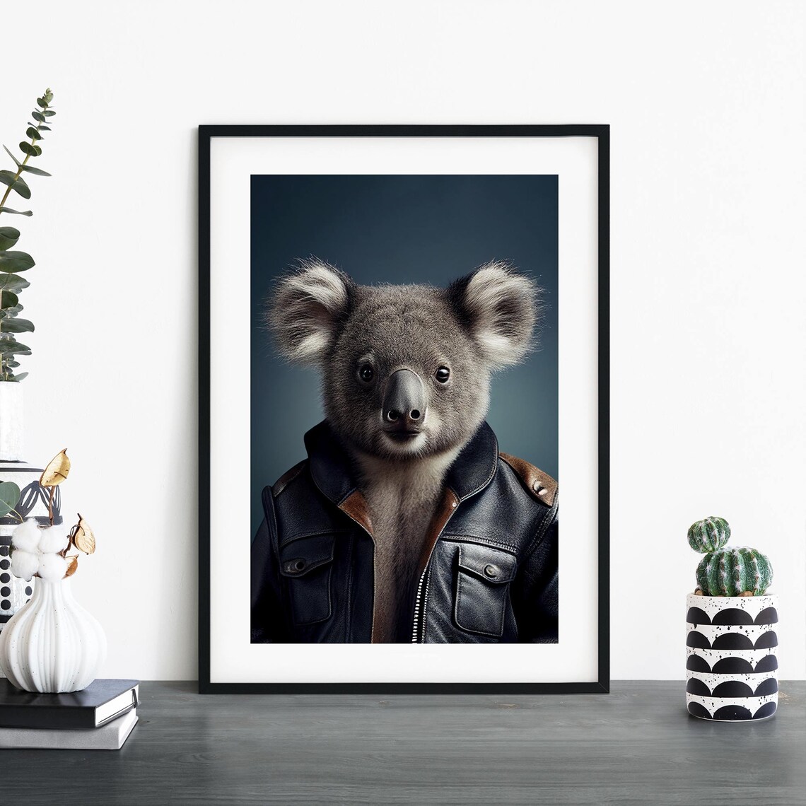 Koala In A Leather Jacket Print Wall Art A4 A3 A2 A1