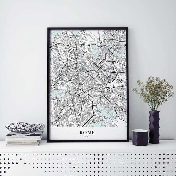 Vintage Rome Italy Minimalist City Street Map Decorative Art Poster