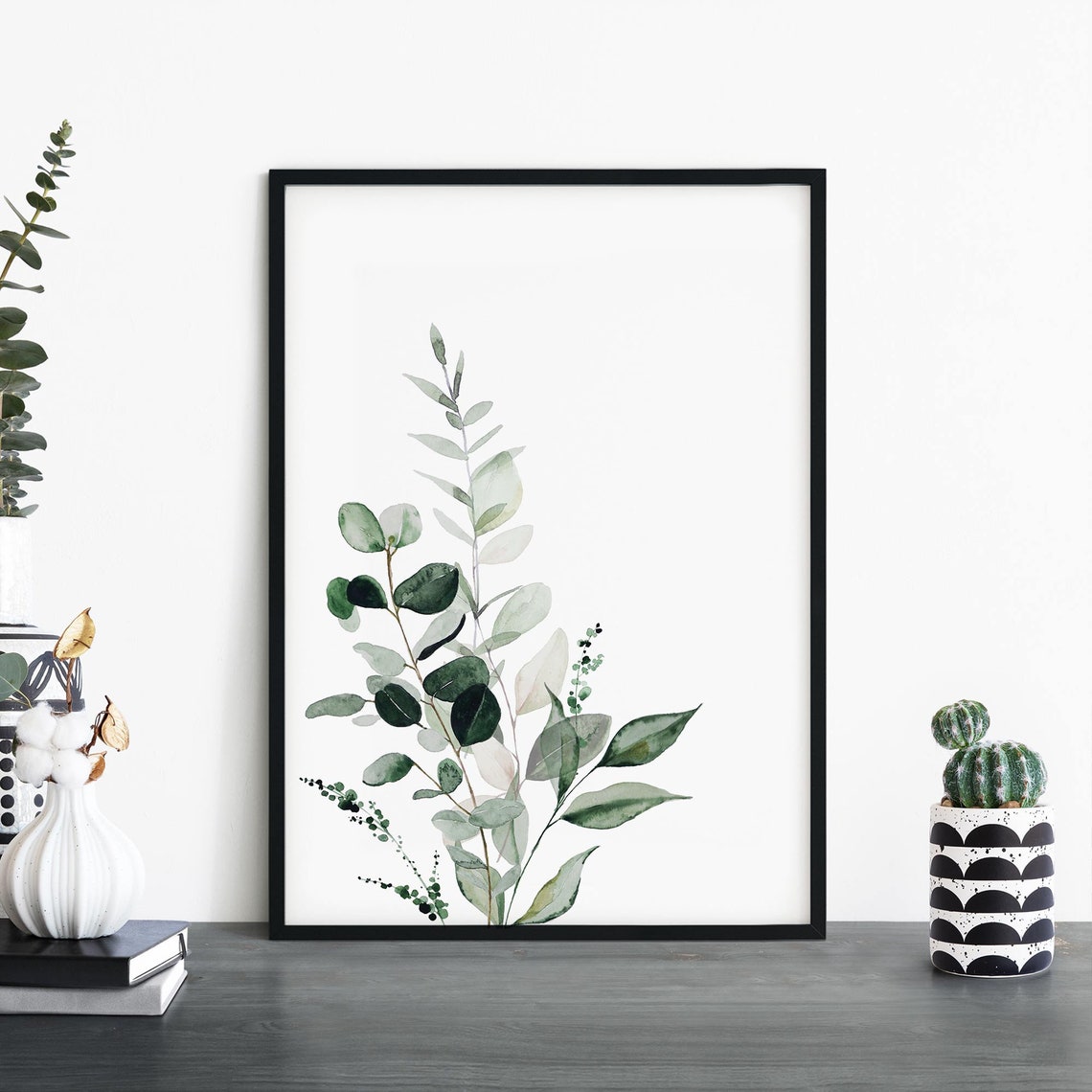 Botanical Dream No6 Watercolor Eucalyptus Branches Green Leaves Poster