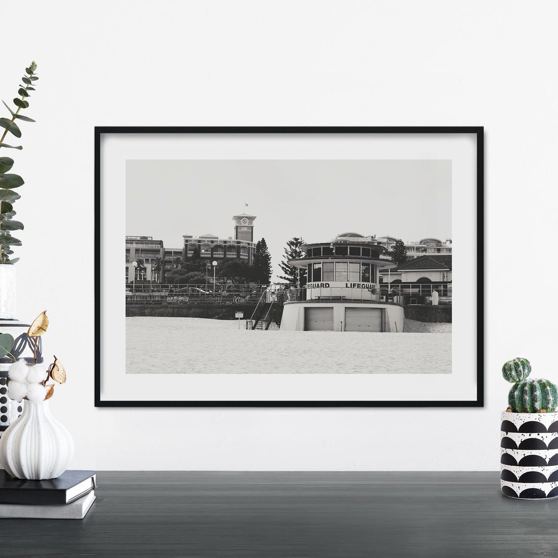 Bondi Beach Sydney Black And White Lifeguard Tower Photo Art Print