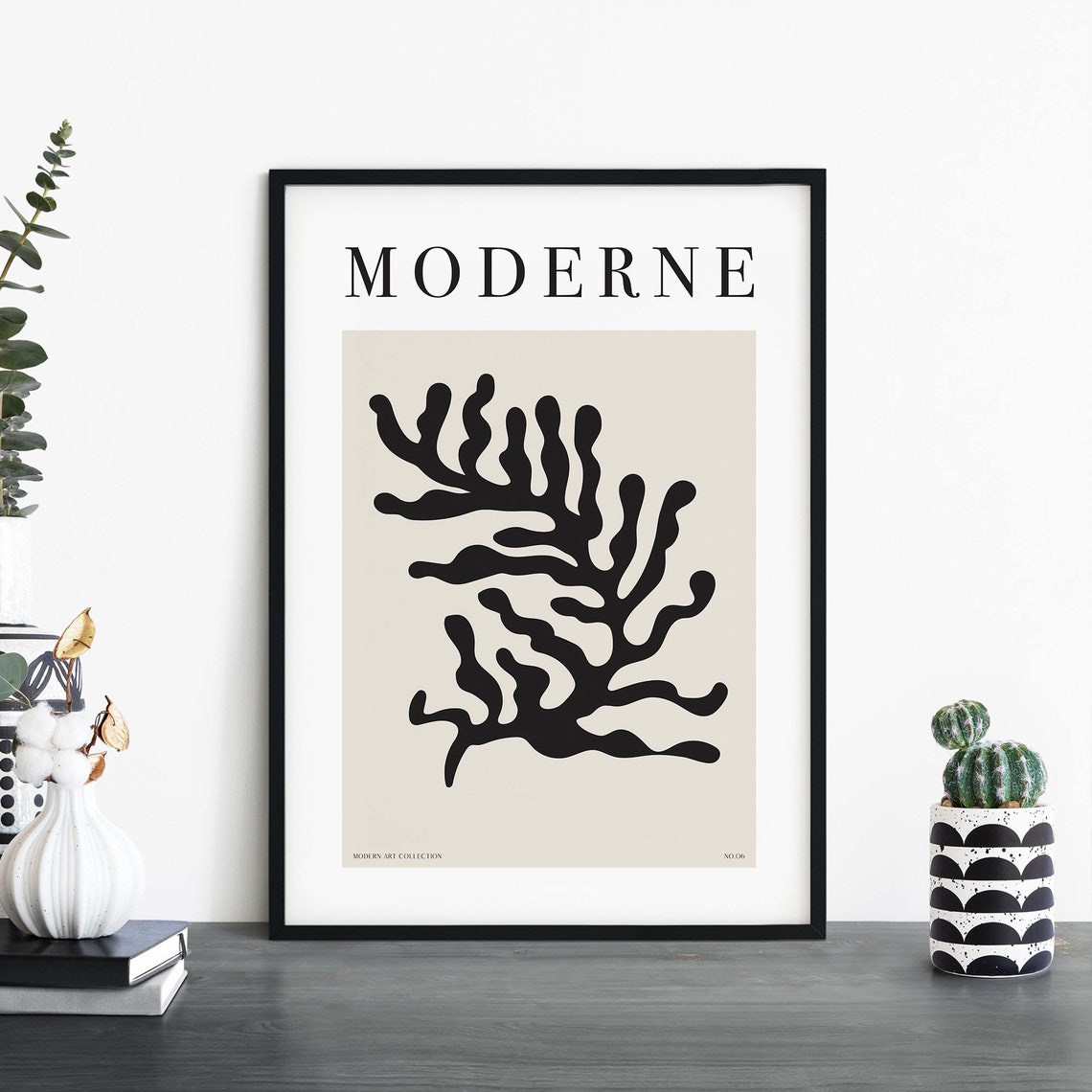 Bold Black Coral Branch Moderne No 06 Abstract Minimalist Poster