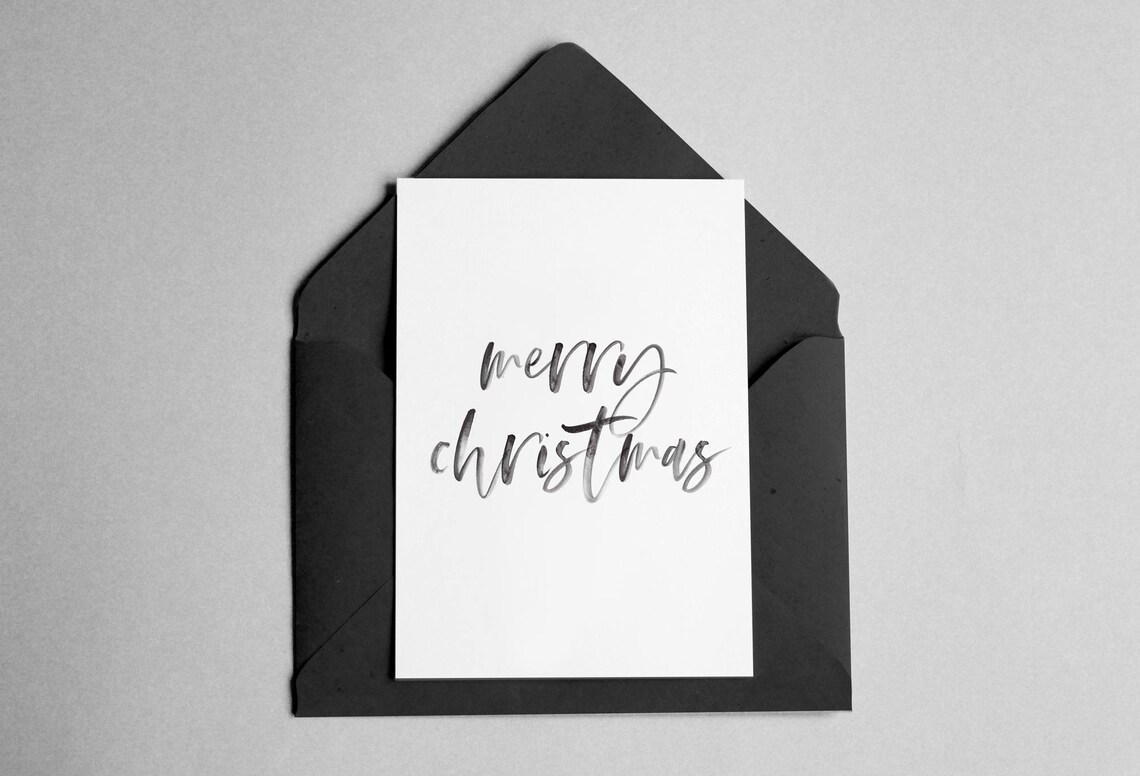 Christmas Card Minimalist Script Font Merry Art Print