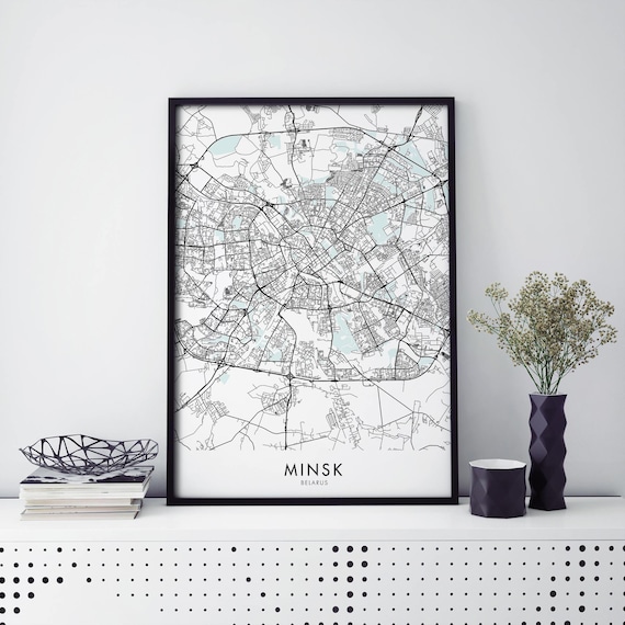Minsk Belarus City Map Street Line European Travel Decor Art Poster