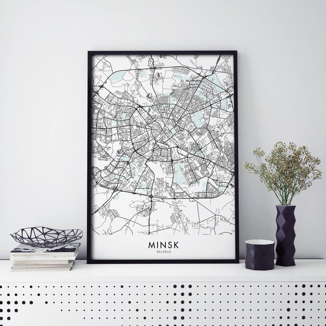 Minsk Belarus City Map Street Line European Travel Decor Art Poster