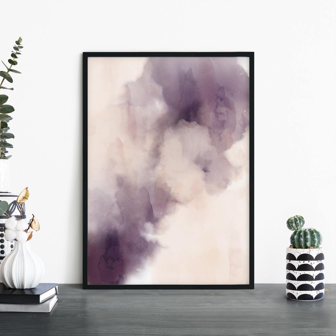 Soft Purple Clouds Abstract Watercolor Blush Minimalist Art Print
