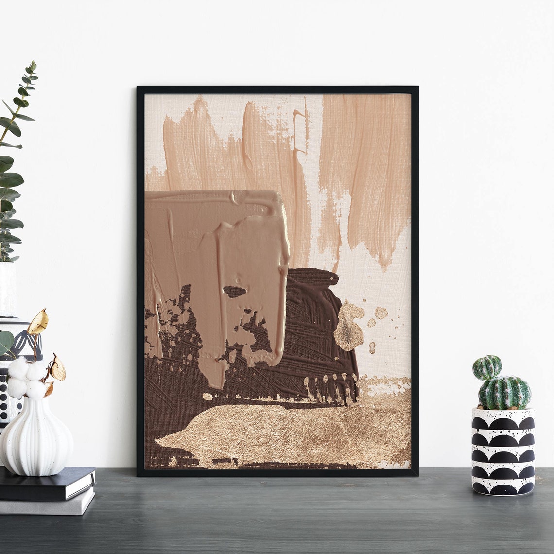 Earthy Brown and Gold Textured Abstract Modern Gallery Poster
