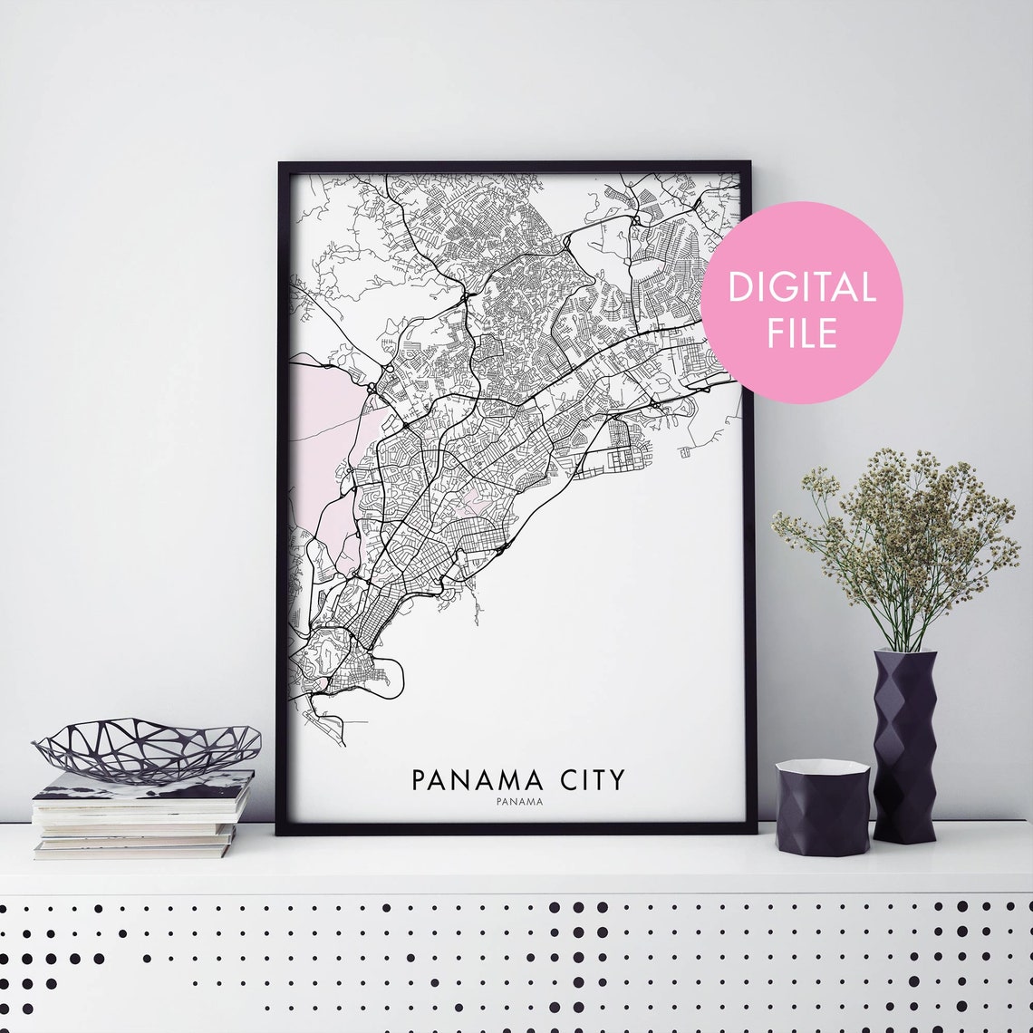Panama City Map Print, Travel Poster