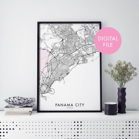 Panama City Map Print, Travel Poster