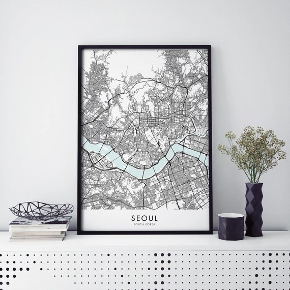 Seoul South Korea City Map Art Print