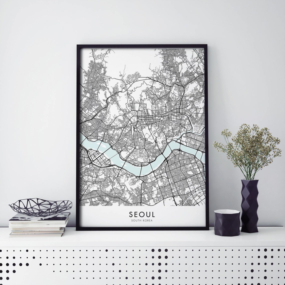 Seoul South Korea City Map Art Print