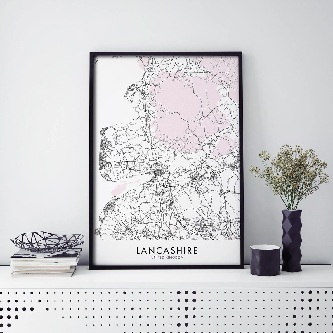 Lancashire United Kingdom Minimalist County Region Map Decor Poster