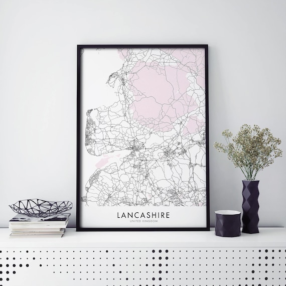 Lancashire United Kingdom Minimalist County Region Map Decor Poster