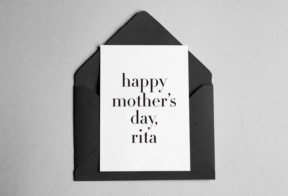 Personalized Mothers Day Card, Contemporary Minimalist