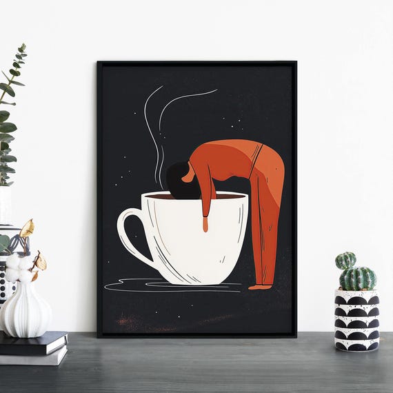 Monday Mood Coffee Cup Print Wall Art 4x6 5x7 A4 A3 A2 A1