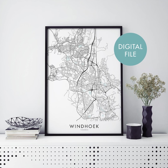 Windhoek Namibia Minimalist Black White Capital City Map Art Print