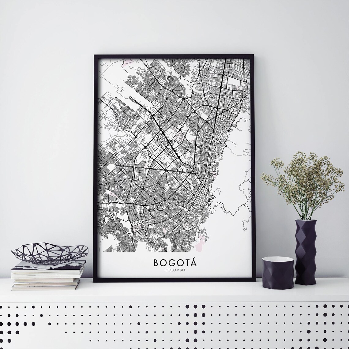 Bogota Colombia City Street Map Poster In Black And White Lines