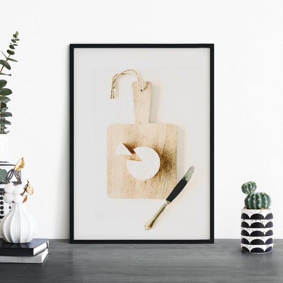 Cheese Board With Brie Wheel Minimalist Kitchen Photo Poster
