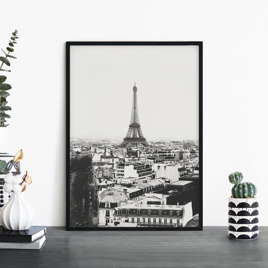 Eiffel Tower Paris Black White Photography City Landmark Poster