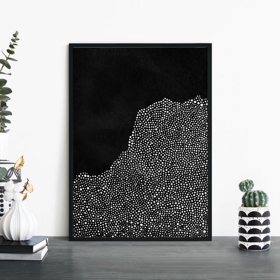 Dots Black White Abstract Art Print