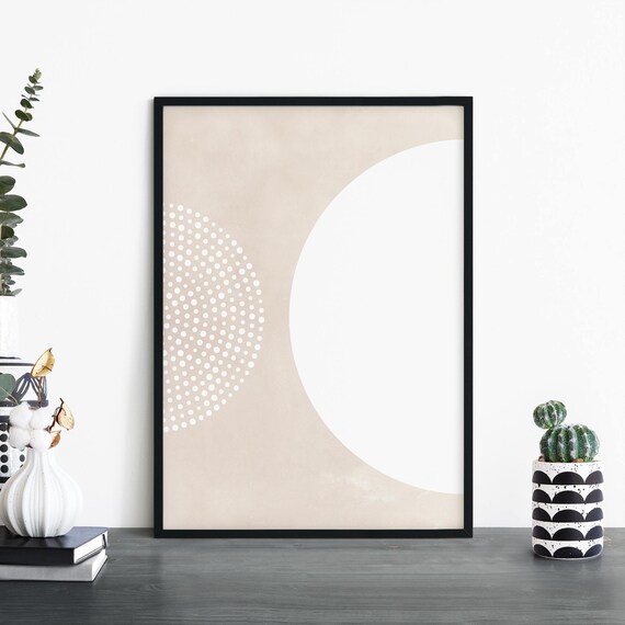 Planets Modern Geo Beige White Abstract Print Wall Art 4x6 5x7 A4 A3 A2 A1