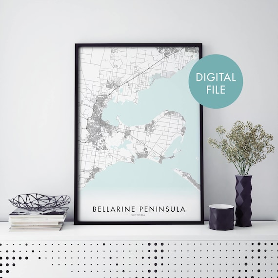Bellarine Peninsula Victoria Australia Coastal City Map Wall Art