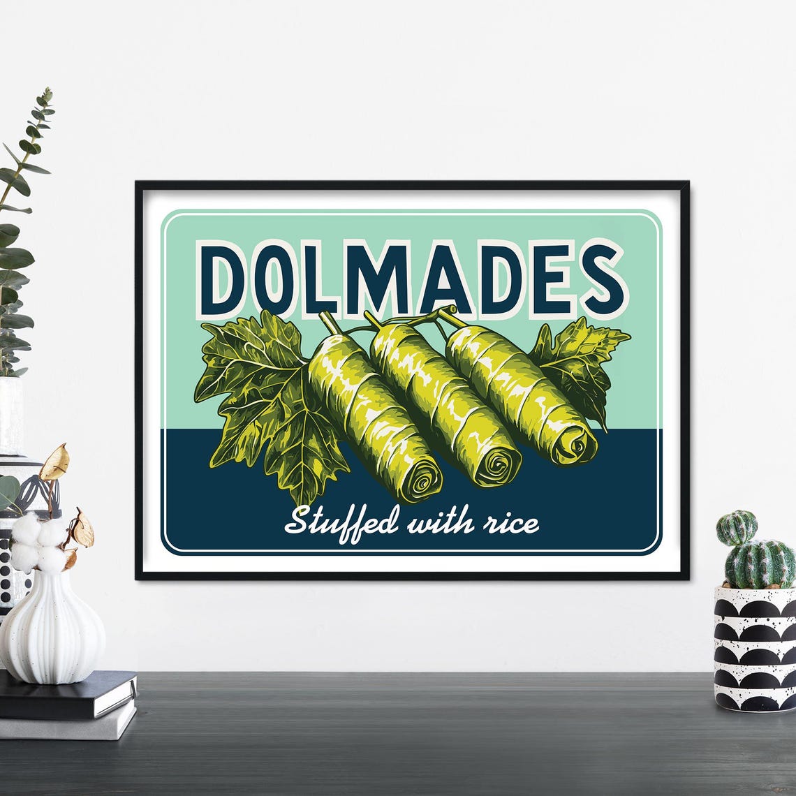 Dolmades Stuffed with Rice Retro Greek Food Label Gift Poster