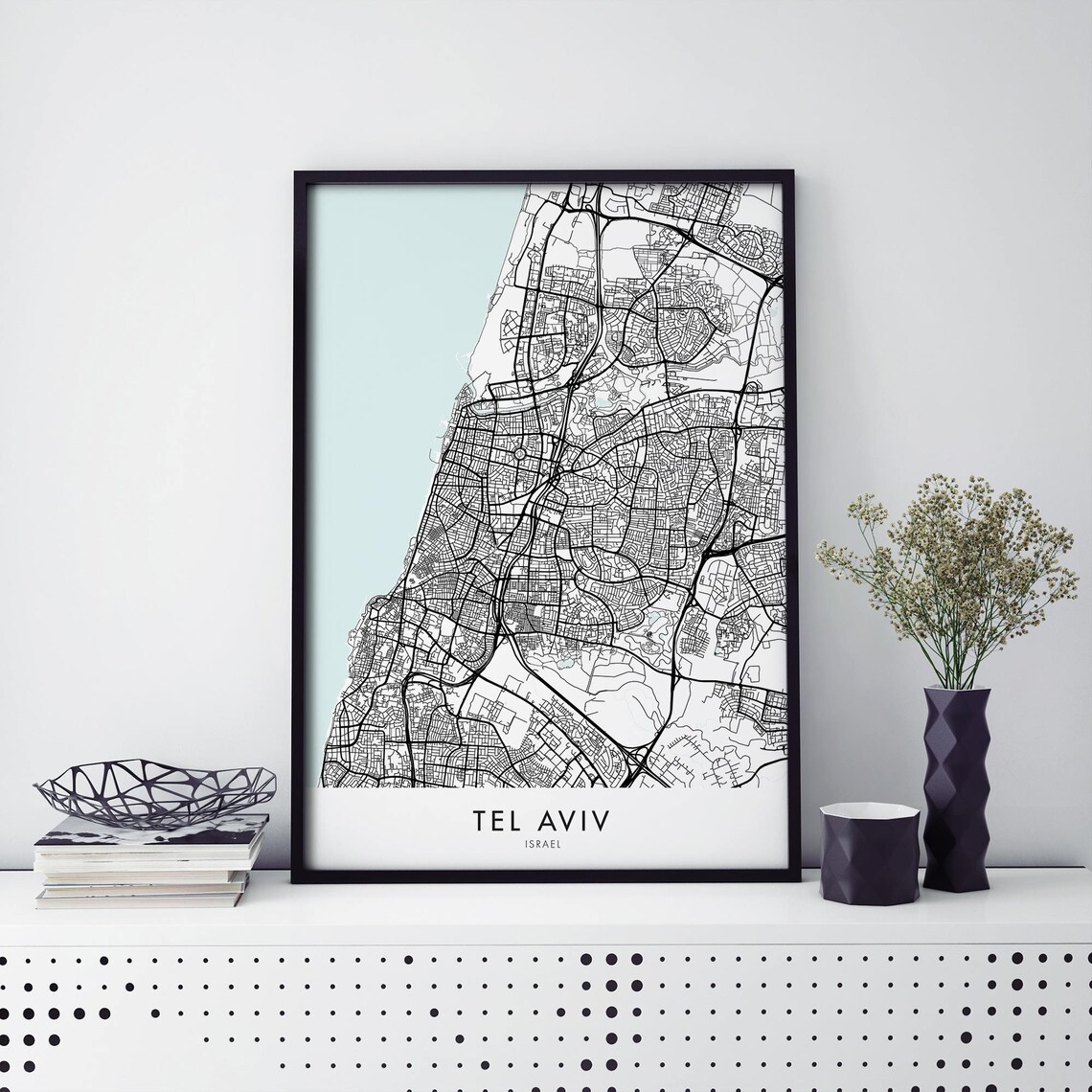 Tel Aviv Israel Minimalist Street Map Line Art City Wall Poster