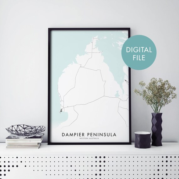 Dampier Peninsula Western Australia Map Digital File Art Poster
