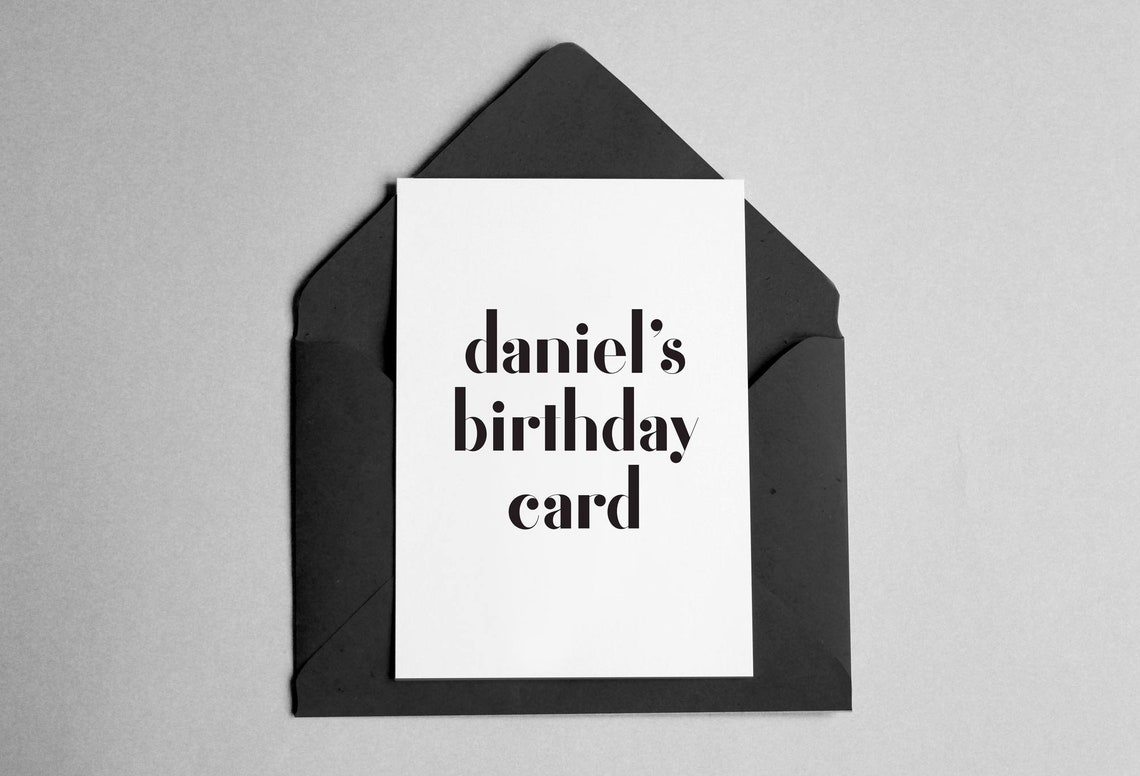 Personalized Name Birthday Card Minimalist Black White Poster