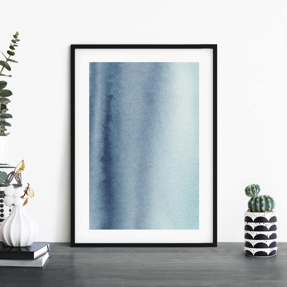Seaside Blue Watercolor Vertical Soft Abstract Gradient Poster