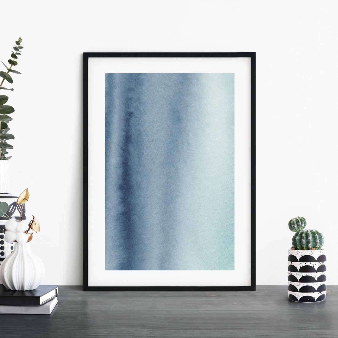 Seaside Blue Watercolor Vertical Soft Abstract Gradient Poster