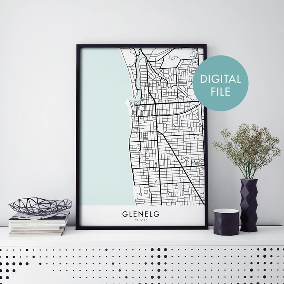 Glenelg South Australia Coastal City Street Map Beach Poster